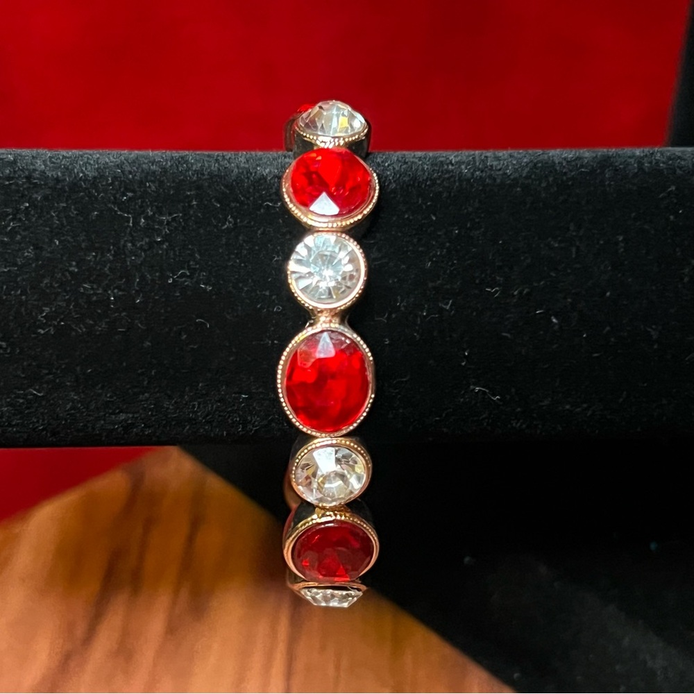 Monet Red and Gold Gemstone Bracelet